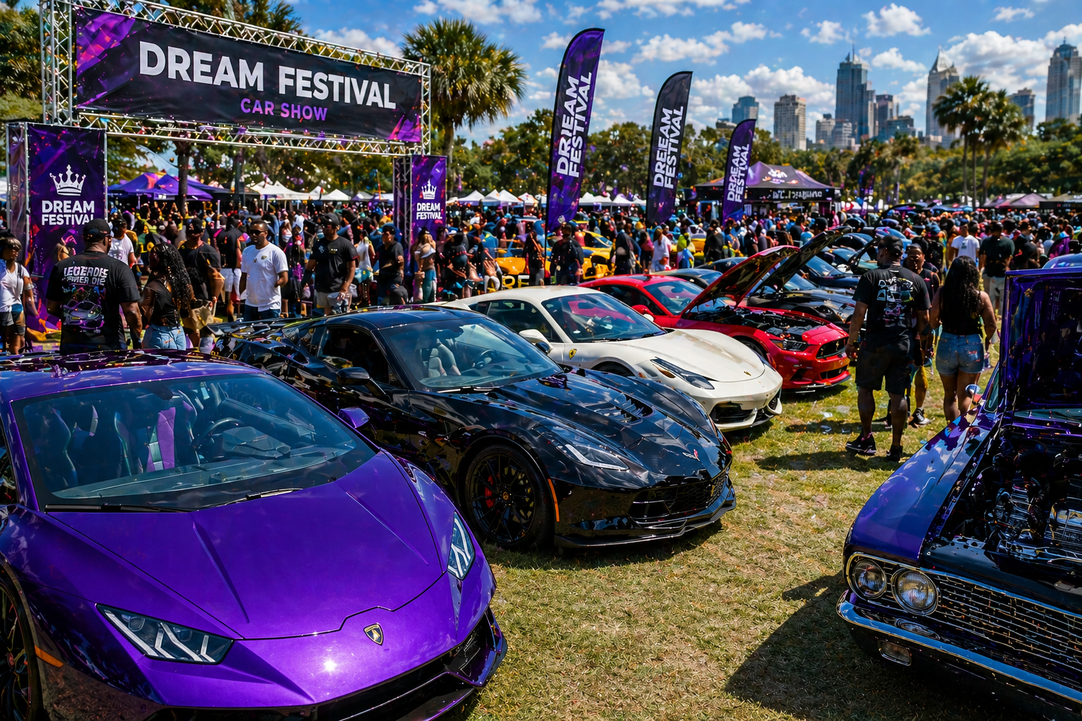 Luxury car show area at Dream Festival