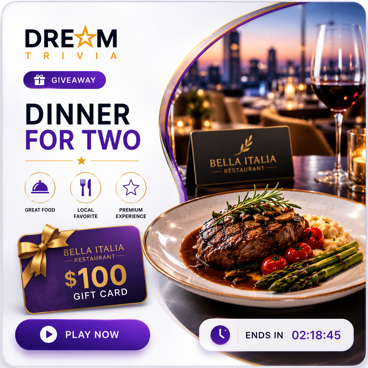 Dinner for two giveaway